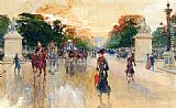 Busy Traffic On The Champs Elysees, Paris by Georges Stein
